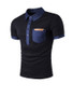 Casual Contrast Trim Patch Pocket Polo Collar T-Shirt
