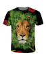 Casual Crew Neck Short Sleeve Leaf Lion Printed T-Shirt