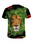 Casual Crew Neck Short Sleeve Leaf Lion Printed T-Shirt
