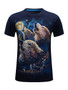 Casual Wolf Printed Short Sleeve Crew Neck T-Shirt