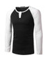 Casual Stylish Mens Round Neck Patchwork Long Sleeve T-Shirt