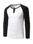 Casual Stylish Mens Round Neck Patchwork Long Sleeve T-Shirt