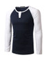 Casual Stylish Mens Round Neck Patchwork Long Sleeve T-Shirt