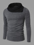 Casual Cowl Neck Patchwork Color Block T-Shirt