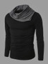 Casual Cowl Neck Patchwork Color Block T-Shirt