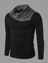 Casual Cowl Neck Patchwork Color Block T-Shirt