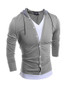 Casual Mens Fake Two Pieces V-Neck Long Sleeve T-Shirt