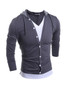 Casual Mens Fake Two Pieces V-Neck Long Sleeve T-Shirt