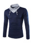 Casual Cowl Neck Patchwork Long Sleeve T-Shirt