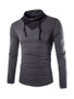 Casual Cowl Neck Patchwork Long Sleeve T-Shirt