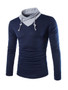 Casual Cowl Neck Patchwork Long Sleeve T-Shirt