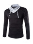 Casual Cowl Neck Patchwork Long Sleeve T-Shirt