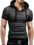 Casual Mens Color Block Hooded Short T-Shirt