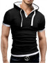Casual Mens Color Block Hooded Short T-Shirt