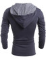 Casual Color Block Decorative Buttons Hooded T-shirt