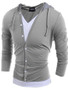 Casual Color Block Decorative Buttons Hooded T-shirt