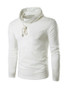 Casual Long Sleeve Cowl Neck Plain Drawstring T-Shirt