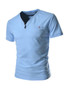 Casual Short Sleeve V-Neck Decorative Button Plain T-Shirt