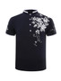 Casual Refined Floral Printed Band Collar T-Shirt