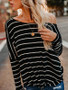 Fashion Long Sleeves Striped Sweater Tops