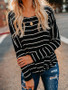 Fashion Long Sleeves Striped Sweater Tops