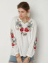 Short Sleeves V-neck Floral Blouses&shirts Tops