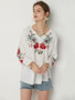 Short Sleeves V-neck Floral Blouses&shirts Tops