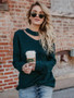 Fashion Long Sleeves Green Sweater Tops