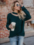 Fashion Long Sleeves Green Sweater Tops