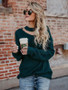 Fashion Long Sleeves Green Sweater Tops
