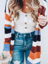 Striped Knit Sweater Cardigans Tops