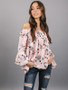 Chiffon Off-the-shoulder Flared Sleeves Blouses&shirts Tops