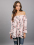 Chiffon Off-the-shoulder Flared Sleeves Blouses&shirts Tops
