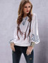 Embroidered Puff Sleeves Blouses&Shirts tops