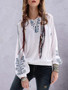 Embroidered Puff Sleeves Blouses&Shirts tops