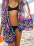 Colorful Long Sleeve Chiffon Beach Cover-up Tops