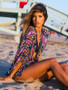Colorful Long Sleeve Chiffon Beach Cover-up Tops