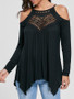 Lace Patchwork off-the-shoulder Long-sleeved Casual T-shirt