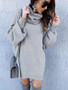 High-neck Solid Color Long Sleeves Knitting Sweater Tops
