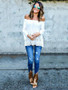 Chiffon Off-the-shoulder Long Sleeves Blouse&shirt Tops