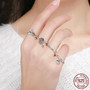 (925 Sterling Silver) Heart, Crown and Rose Ring