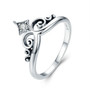 (925 Sterling Silver) Heart, Crown and Rose Ring