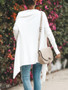 New Long Sleeve Cowl Neck Ruched Casual Fringed Knitted T-Shirt