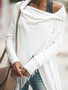 New Long Sleeve Cowl Neck Ruched Casual Fringed Knitted T-Shirt