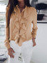 Apricot Ruffle Long Sleeve Casual Sweet Going out Blouse