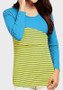Blue-Yellow Striped Print Maternity and Lactant Women Casual T-Shirt