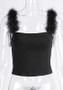 Black Condole Belt Bandeau Boat Neck Backless Vest