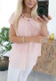 Pink Studded Round Neck Short Sleeve Casual T-Shirt