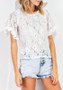 White Flowers Lace Hollow-out Short Sleeve Fashion Blouse