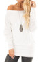 White Irregular Off Shoulder Round Neck Long Sleeve T-Shirt